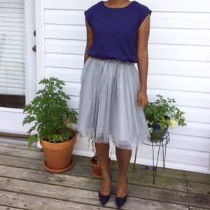 NWT Navy Blue and Grey Tulle Dress (medium)